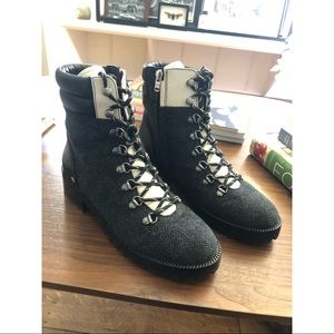 Coach herringbone wool and leather boots size 39.5